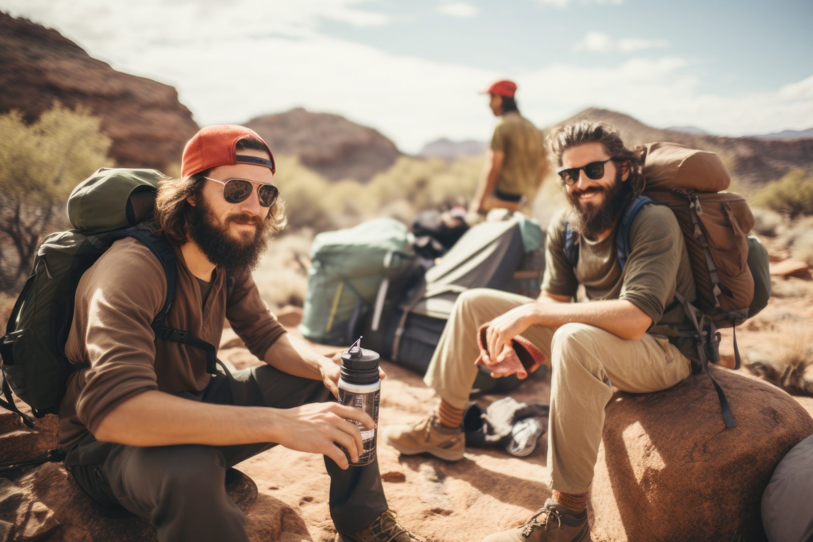 Hikers with backpacks on a Sedona trail